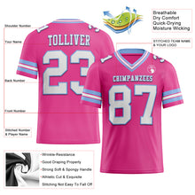 Load image into Gallery viewer, Custom Pink White-Light Blue Mesh Authentic Football Jersey
