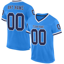 Load image into Gallery viewer, Custom Powder Blue Navy-White Mesh Authentic Throwback Football Jersey
