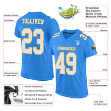 Load image into Gallery viewer, Custom Powder Blue White-Gold Mesh Authentic Football Jersey
