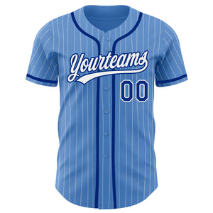 Custom Powder Blue White Pinstripe Royal Authentic Baseball Jersey