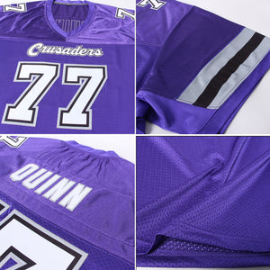 Custom Purple White-Gray Mesh Authentic Football Jersey