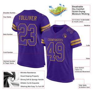 Custom Purple Purple-Old Gold Mesh Authentic Football Jersey