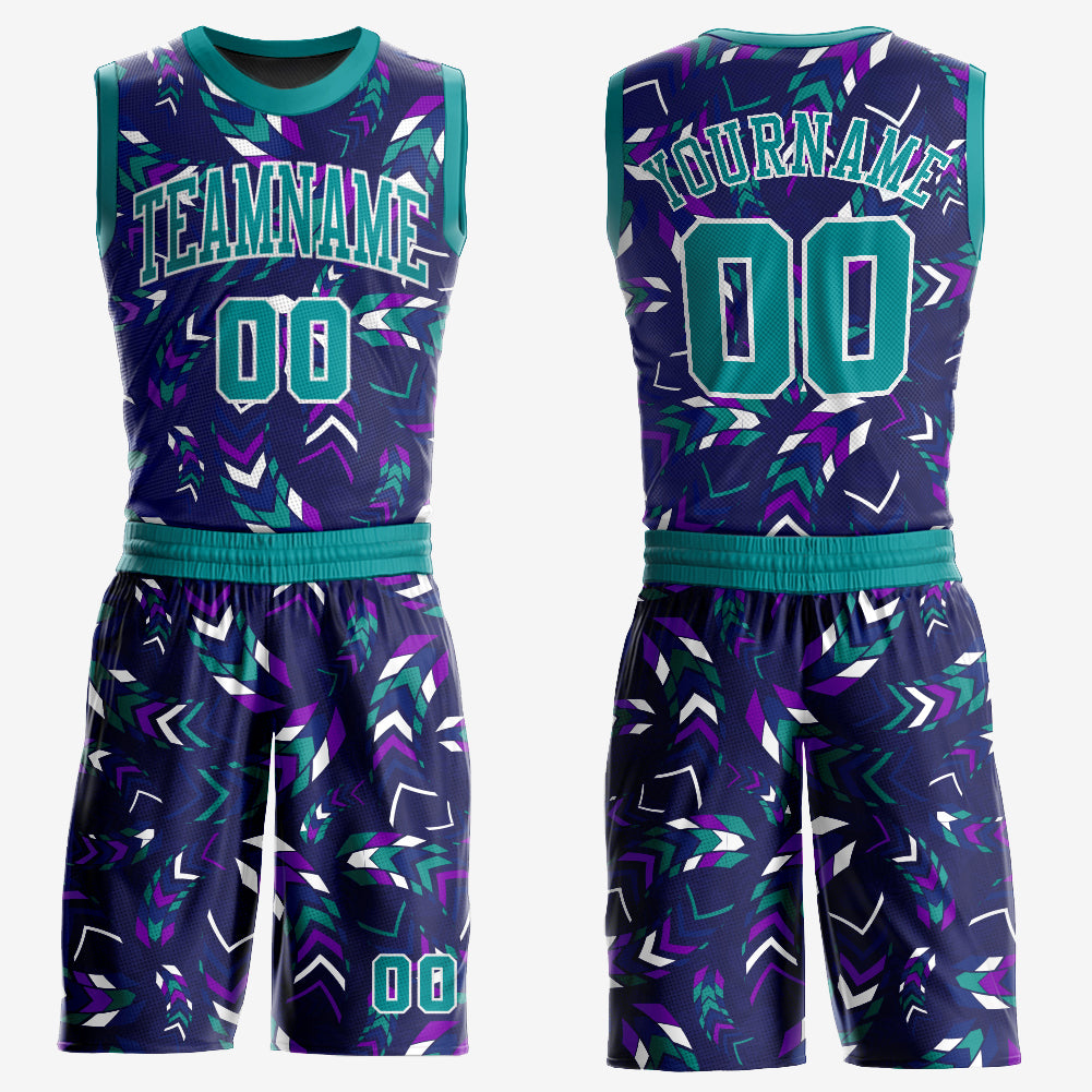 Geo Foliage' Dye Sub Basketball Jersey - Purple