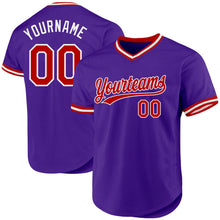 Load image into Gallery viewer, Custom Purple Red-White Authentic Throwback Baseball Jersey
