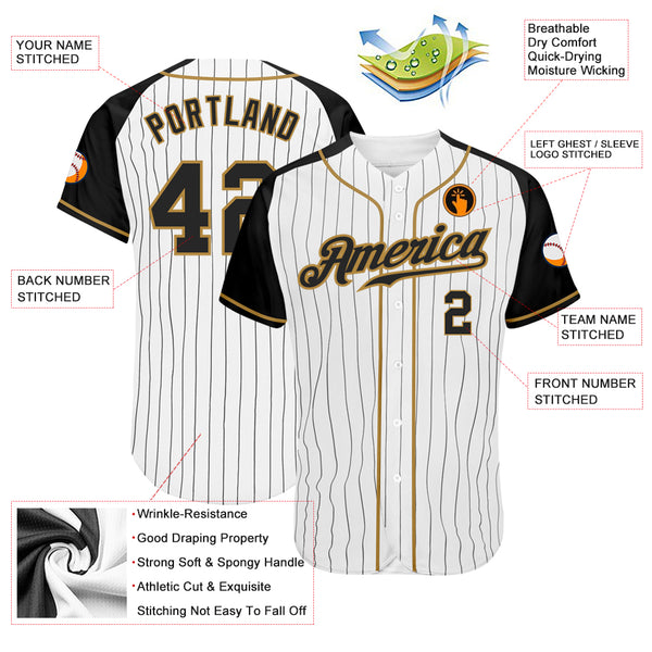 Custom Old Gold Black-White Authentic Baseball Jersey