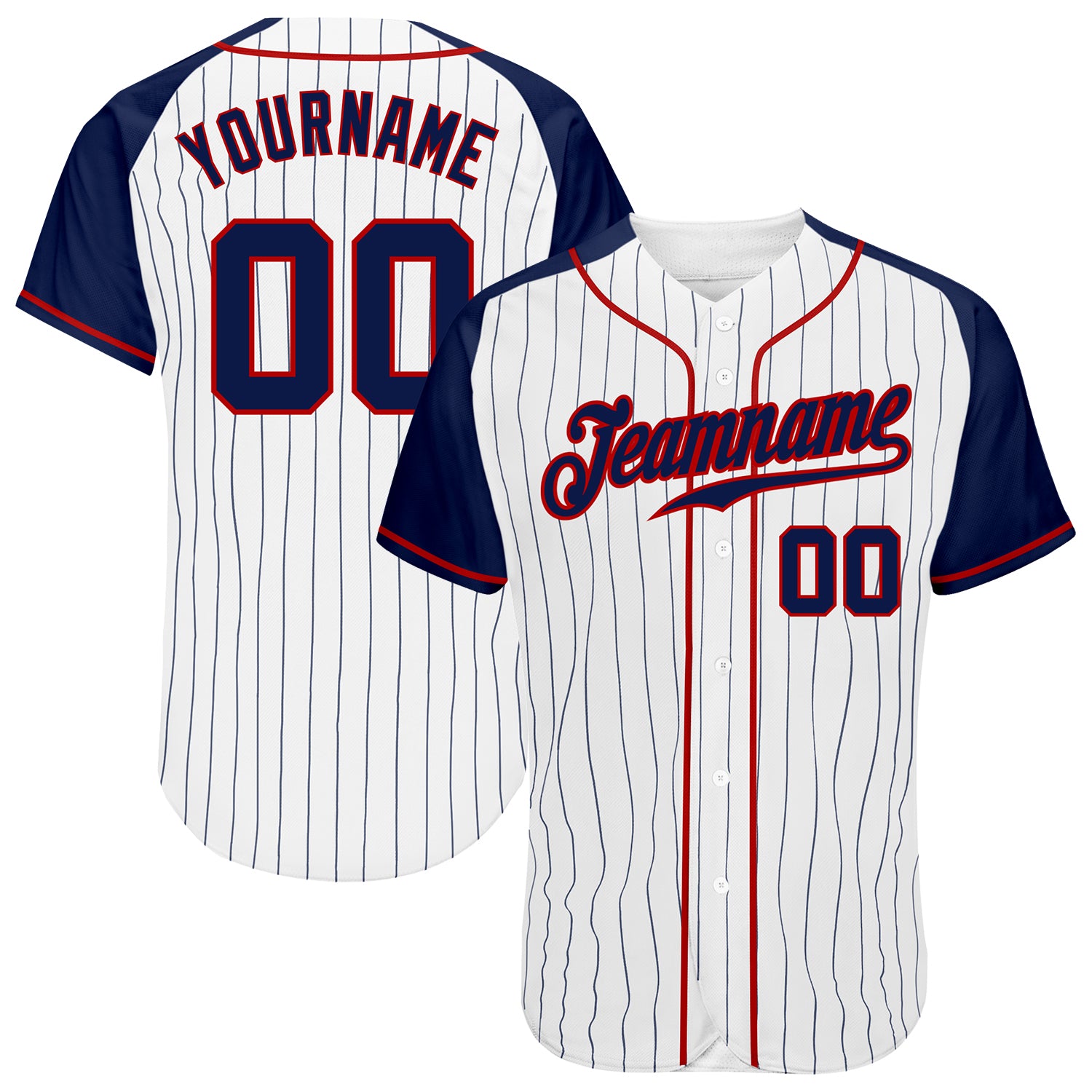 Custom Red White Pinstripe Navy-White Authentic Baseball Jersey Discount