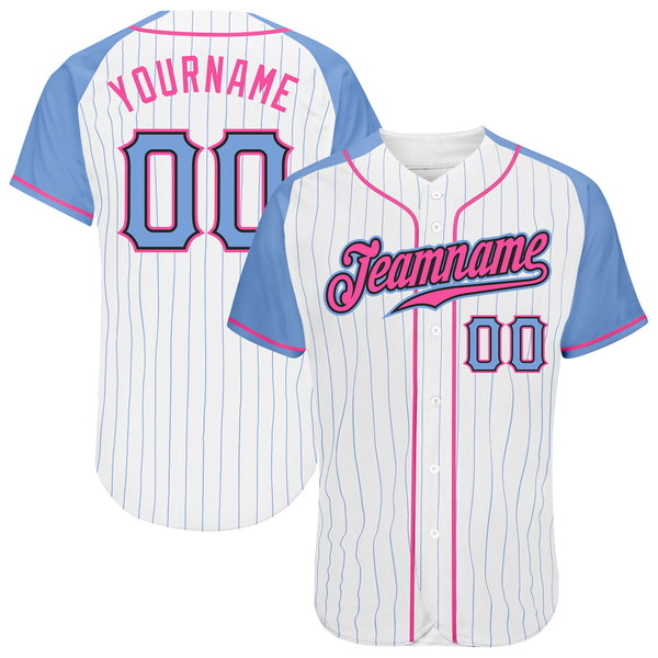 Custom Light Blue Red-White Authentic Baseball Jersey