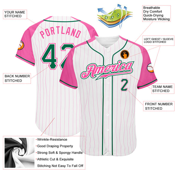 Custom Pink White-Kelly Green Authentic Two Tone Baseball Jersey