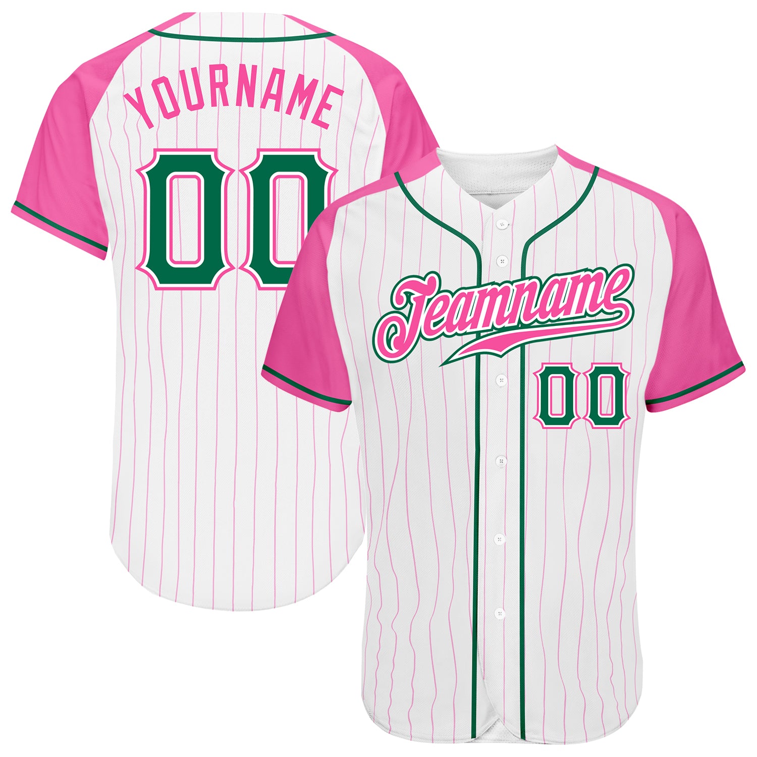 Custom Name Green White Pinstripe Kelly Green Baseball Jerseys