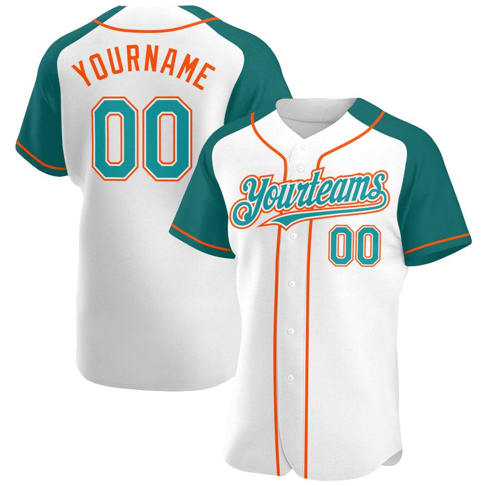 Custom White Kelly Green Pinstripe Kelly Green-Orange Authentic Raglan  Sleeves Baseball Jersey Discount