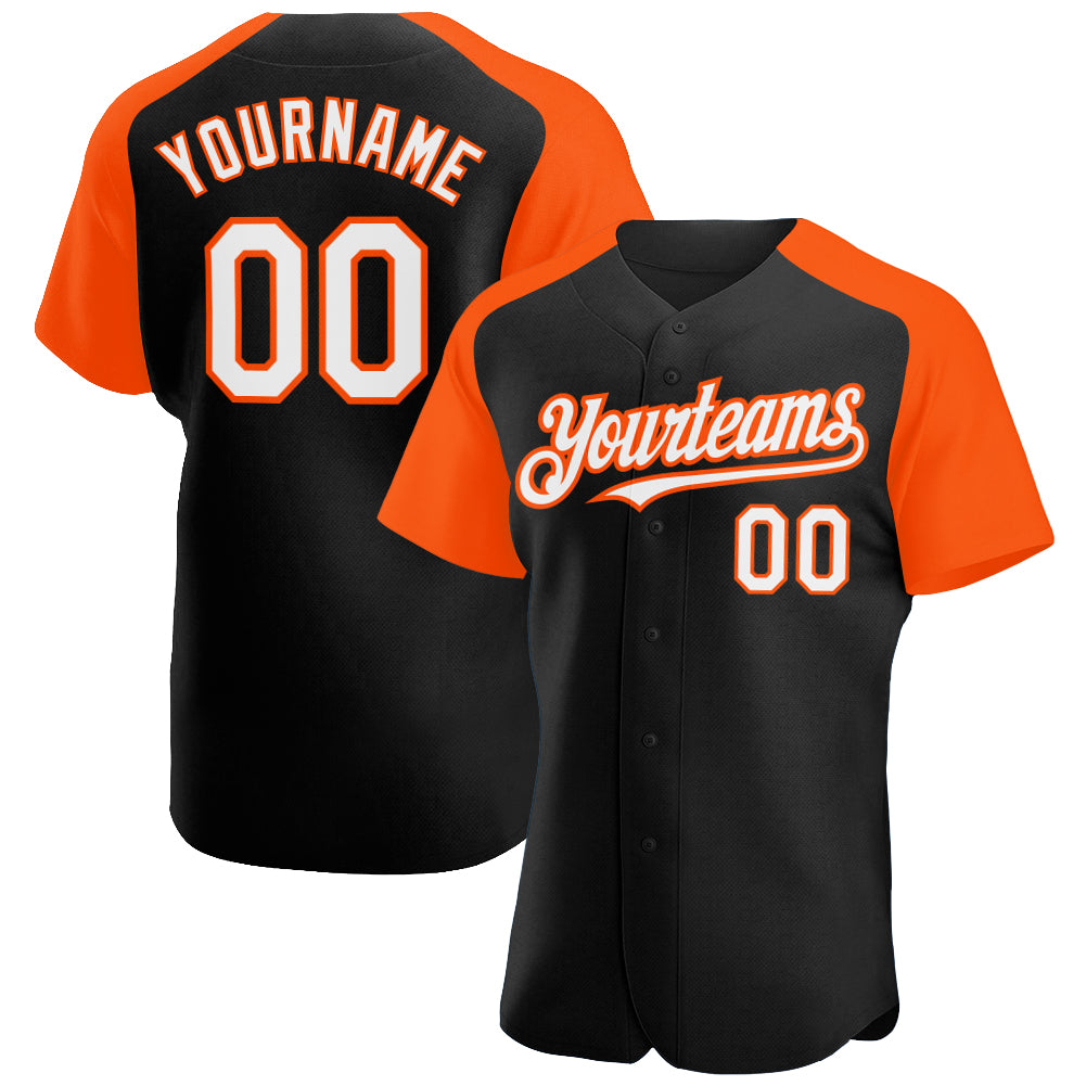 Custom White Black Pinstripe Orange-Black Authentic Raglan Sleeves Baseball  Jersey