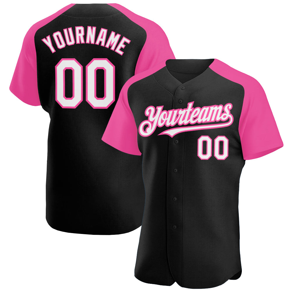 Custom Pink White-Black Authentic Baseball Jersey Discount