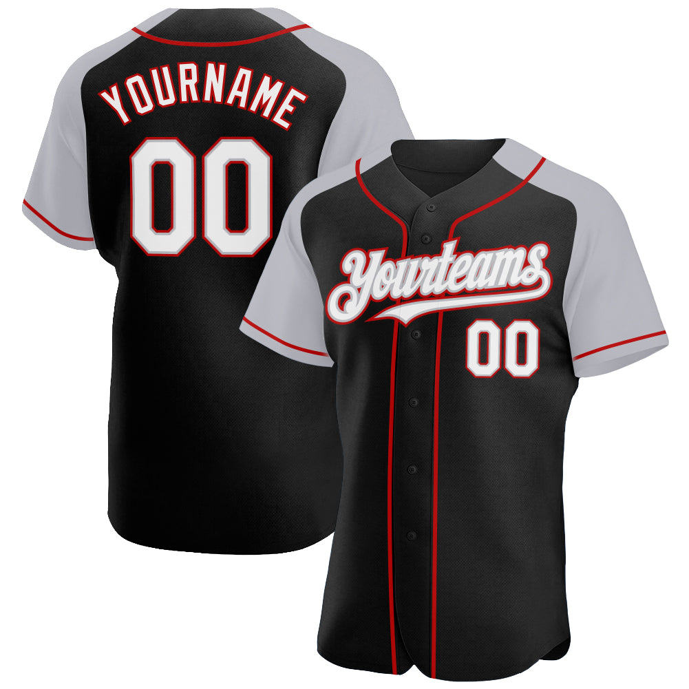 Custom Gray Red-Black Authentic Two Tone Baseball Jersey Discount