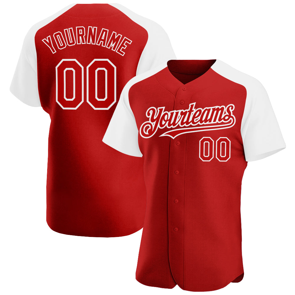 Cheap Custom Red White-Black Authentic Two Tone Baseball Jersey