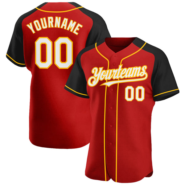 Custom Gold Black-Red Authentic Baseball Jersey Discount