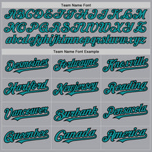 Load image into Gallery viewer, Custom Gray Teal-Black Authentic Raglan Sleeves Baseball Jersey
