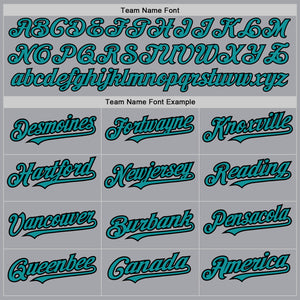 Custom Gray Teal-Black Authentic Raglan Sleeves Baseball Jersey