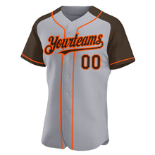 Load image into Gallery viewer, Custom Gray Brown-Orange Authentic Raglan Sleeves Baseball Jersey
