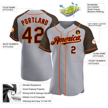 Load image into Gallery viewer, Custom Gray Brown-Orange Authentic Raglan Sleeves Baseball Jersey
