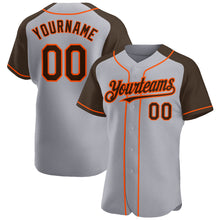 Load image into Gallery viewer, Custom Gray Brown-Orange Authentic Raglan Sleeves Baseball Jersey
