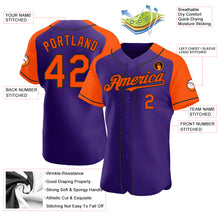 Load image into Gallery viewer, Custom Purple Orange-Black Authentic Raglan Sleeves Baseball Jersey
