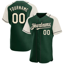 Load image into Gallery viewer, Custom Green Cream-Black Authentic Raglan Sleeves Baseball Jersey
