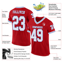 Load image into Gallery viewer, Custom Red White-Light Blue Mesh Authentic Throwback Football Jersey
