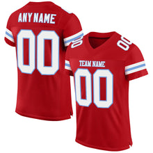 Load image into Gallery viewer, Custom Red White-Light Blue Mesh Authentic Football Jersey
