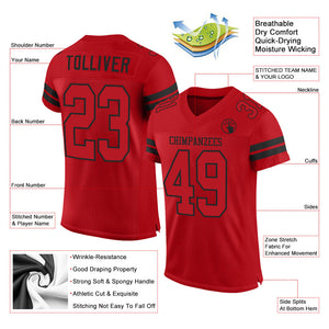 Custom Red Red-Black Mesh Authentic Football Jersey