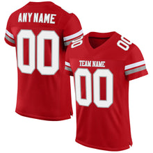 Load image into Gallery viewer, Custom Red White-Gray Mesh Authentic Football Jersey
