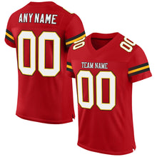 Load image into Gallery viewer, Custom Red White-Gold Mesh Authentic Football Jersey
