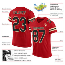 Load image into Gallery viewer, Custom Red Black-Cream Mesh Authentic Football Jersey
