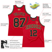 Load image into Gallery viewer, Custom Red Black-Old Gold Authentic Throwback Basketball Jersey
