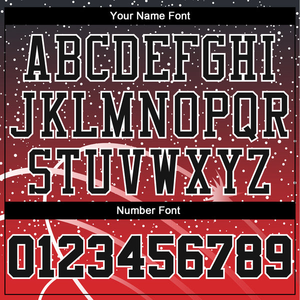 Red and Pewter Sports Jersey Letters