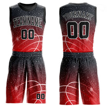 Load image into Gallery viewer, Custom Red Black-White Round Neck Sublimation Basketball Suit Jersey
