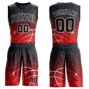 Custom Red Black-White Round Neck Sublimation Basketball Suit Jersey