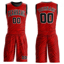 Load image into Gallery viewer, Custom Red Black-White Round Neck Sublimation Basketball Suit Jersey
