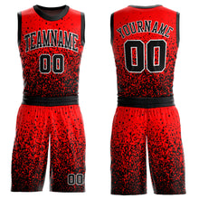 Load image into Gallery viewer, Custom Red Black-White Round Neck Sublimation Basketball Suit Jersey
