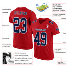 Load image into Gallery viewer, Custom Red Navy-White Mesh Authentic Football Jersey
