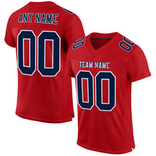 Load image into Gallery viewer, Custom Red Navy-White Mesh Authentic Football Jersey
