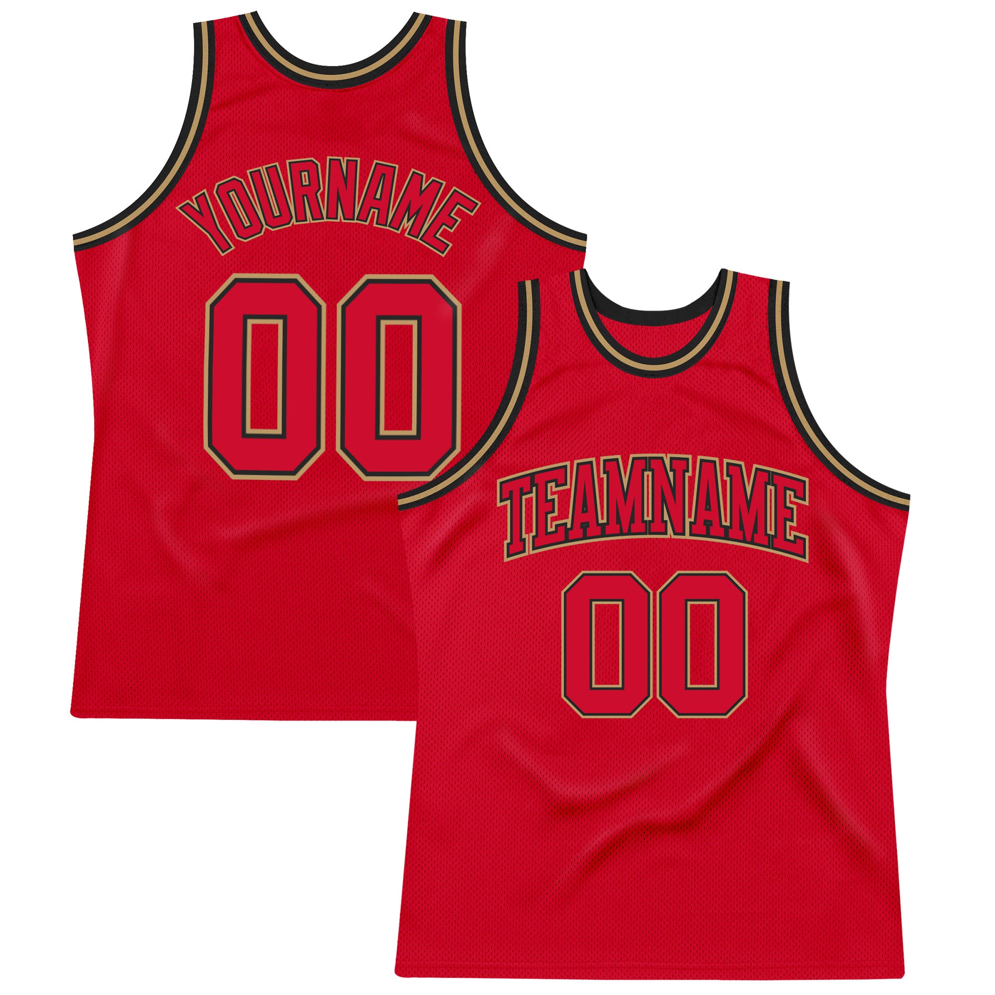 FANSIDEA Custom Red Black-Old Gold Authentic City Edition Basketball Jersey Men's Size:XL