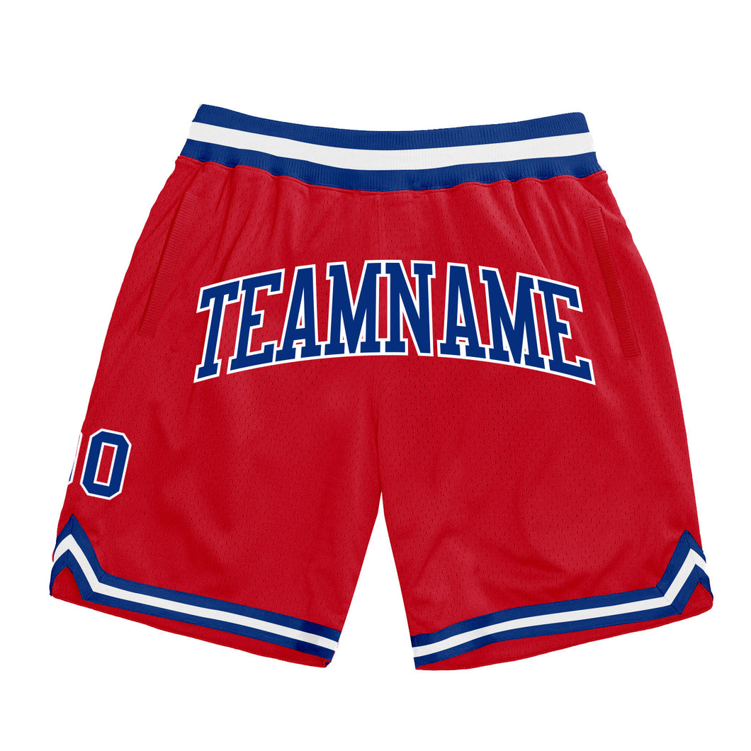 Custom Red Royal-White Authentic Throwback Basketball Shorts