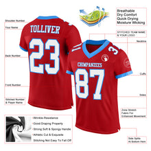 Load image into Gallery viewer, Custom Red White-Powder Blue Mesh Authentic Football Jersey
