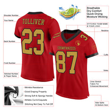 Load image into Gallery viewer, Custom Red Old Gold-Black Mesh Authentic Football Jersey
