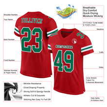 Load image into Gallery viewer, Custom Red Kelly Green-White Mesh Authentic Football Jersey
