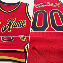 Load image into Gallery viewer, Custom Red Black-Gold Authentic Throwback Basketball Jersey
