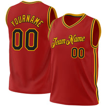 Load image into Gallery viewer, Custom Red Black-Gold Authentic Throwback Basketball Jersey
