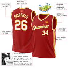 Load image into Gallery viewer, Custom Red White-Gold Authentic Throwback Basketball Jersey
