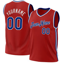 Load image into Gallery viewer, Custom Red Royal-White Authentic Throwback Basketball Jersey
