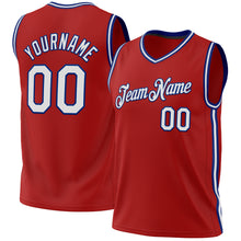 Load image into Gallery viewer, Custom Red White-Royal Authentic Throwback Basketball Jersey
